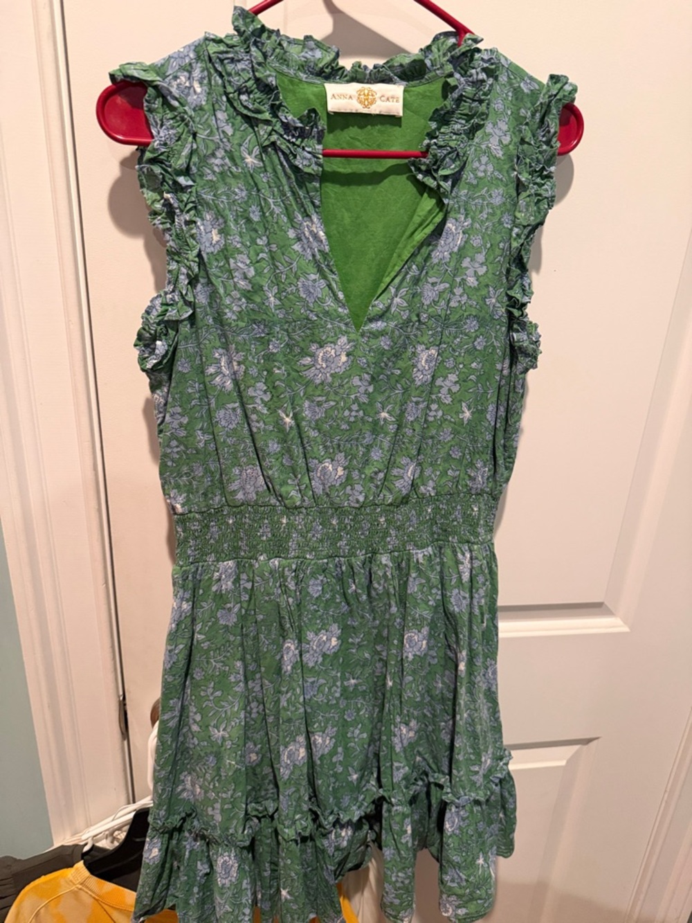 Anissa Kate Green Floral Ruffle V-Neck Dress